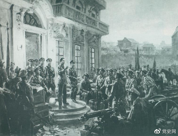 1927年8月1日，南昌起義爆發(fā),標(biāo)志著中國共產(chǎn)黨獨(dú)立領(lǐng)導(dǎo)革命戰(zhàn)爭、創(chuàng)建人民軍隊(duì)和武裝奪取政權(quán)的開端，開啟了中國革命新紀(jì)元。這是《八一起義》油畫。
